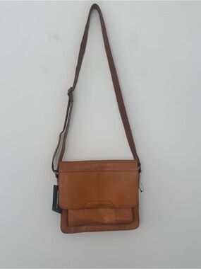 NWT Spikes & Sparrow Brown Cowhide Leather Crossbody Messenger Bag Cognac Brandy